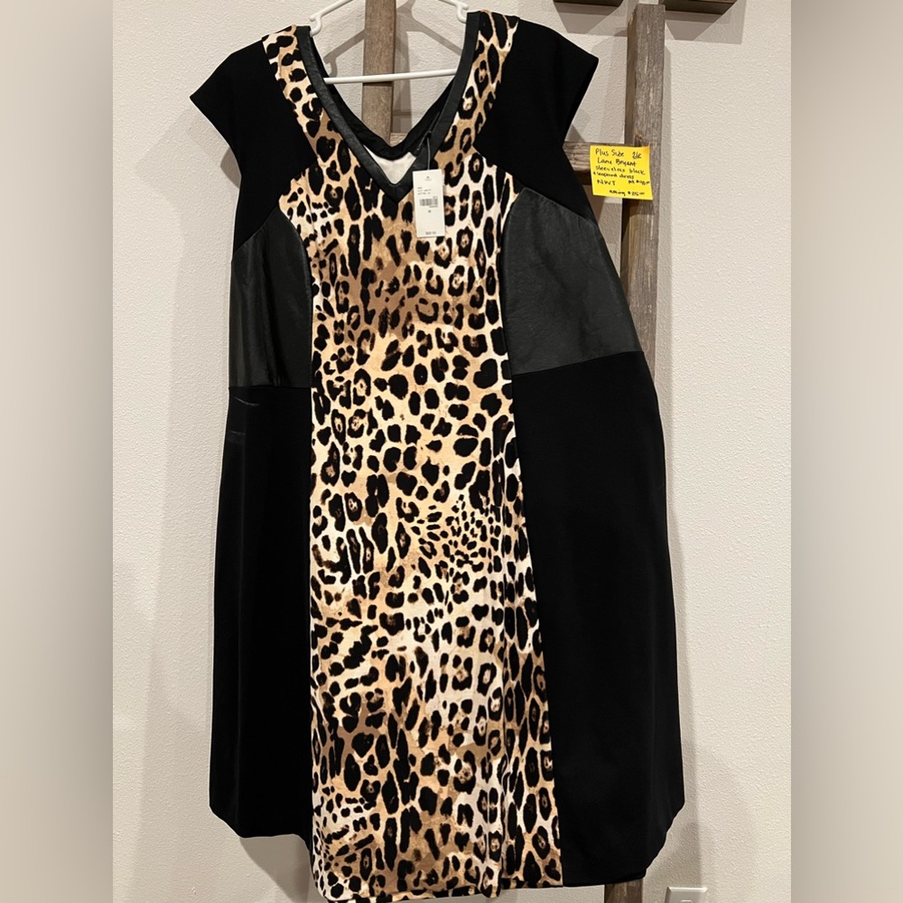 Plus size black and leopard print dress